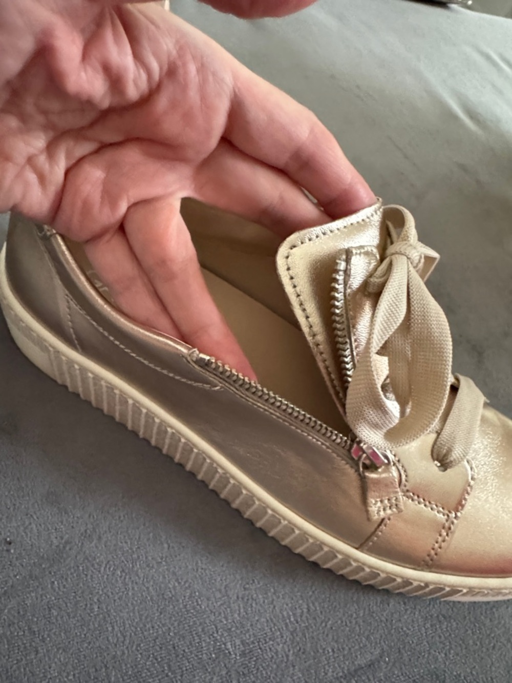 Gabor Women's Metallic Gold Lace-Up Sneakers - Picture 7 of 7